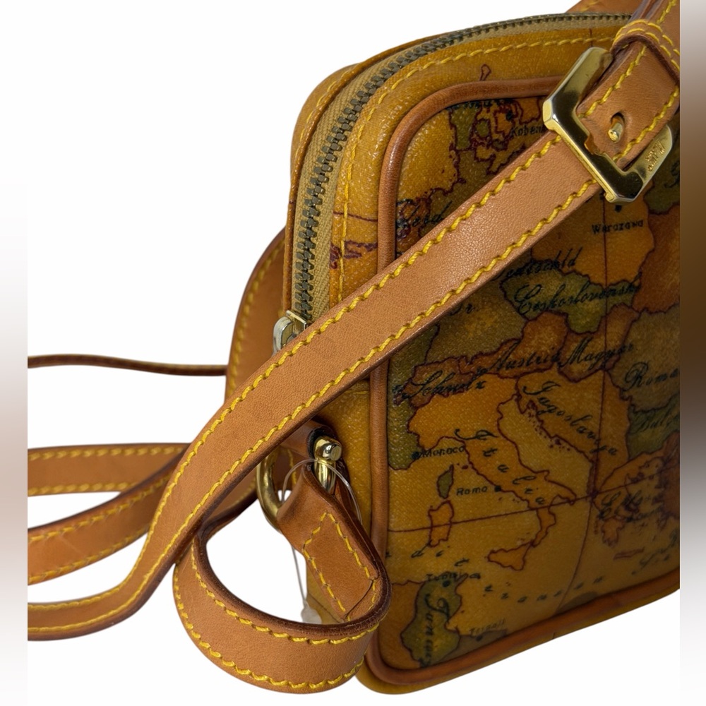 Alviero Martini 1A Classe Italy Leather Geo World Map Crossbody Zip Mini Bag - Picture 4 of 15